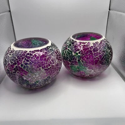 Mosaic Glass Candle Shades Or Tea Candle Shades 2 Matching - Image 1 of 4