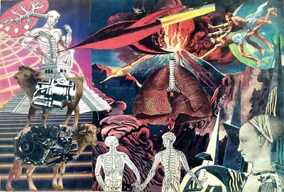 Original Surreal Vintage Handmade Collage Artwork Unknown Author Ready to Frame - Image 1 of 4