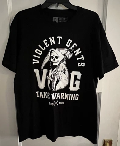 Violent Gentlemen Hockey Mens T-shirt Grim Reaper Skull Take Warning Size L Cover