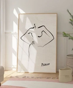 Picasso Scandinavian Woman Figure Print, Nude Outline Poster, Minimalist Modern - Picture 1 of 5