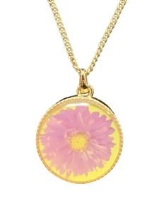 Avon Halskette mit Anhänger goldfarben Geburt Blume bedruckt September (1701) - Bild 1 von 6