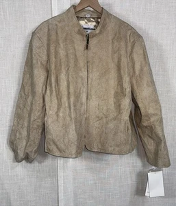 NEU Pamela McCoy Damen Plus 3X hellbraun Schlangenleder Echtleder Mantel Jacke Neu mit Etikett - Bild 1 von 9