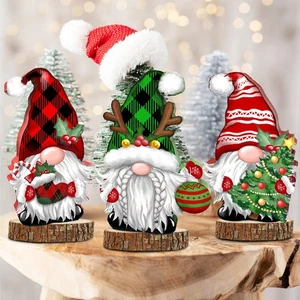 3 Pcs Christmas Gnome Tabletop Decoration Wooden Centerpieces for Tables Indo... - Foto 1 di 7