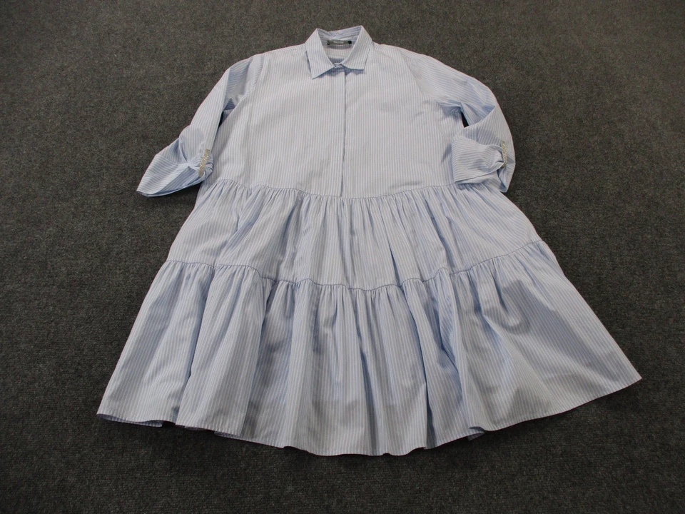 Vestido camisero Fabiana Filippi para mujer L a rayas en capas popelina suelto fluido Italia Foto 1 de 4