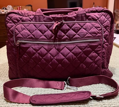 Vera Bradley Performance Twill Grand Weekender Travel Bag Raisin Burgundy - Image 1 of 4