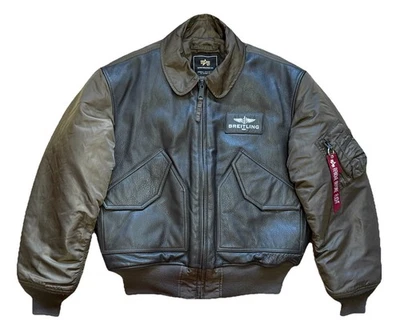 Chaqueta Breitling x Alpha Industries de cuero marrón Flight CWU-45/P(N) grande para hombre Foto 1 de 4