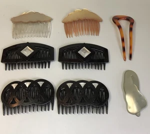 Vintage Decorative Side Hair Comb And Clips 3 Sets, 2 Clips - Picture 1 of 10