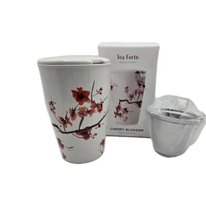 Tea Forte Kati Cup Cherry Blossoms Ceramic Tea Infuser Cup with Basket & Lid NIB - Picture 1 of 12