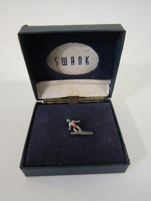 Vintage Silver Swank Surfer In Red Swim Trunks Tie Pin NEW IN BOX - Image 1 of 4