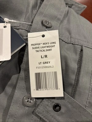 Propper® Mens Tactical Long Sleeve Shirt, Teflon Fabric L/R Lt Grey - Image 1 of 2