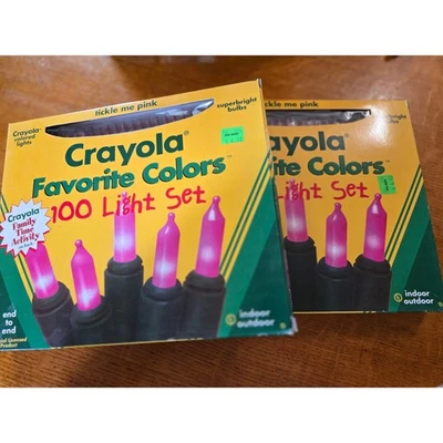 Crayola Favorite Colors 100 Light 2 Sets Tickle Me Pink Indoor Outdoor Christmas - Image 1 of 4