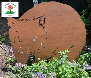 40cm rustic metal wombat stake garden sculpture decor ornament - Picture 1 of 5