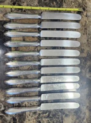 👌LOT OF 11 ANTIQUE c1914 PATRICIAN SILVERPLATED OLD FRENCH HOLLOW PLACE KNIVES  - Image 1 of 4