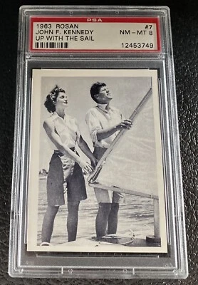 1963 Rosan PSA 8 John F Kennedy Jackie O Jacqueline Onassis #7 Rookie Card Boat - Image 1 of 2