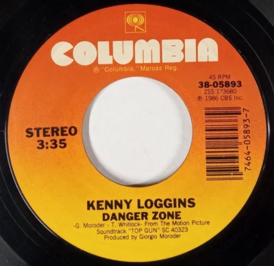 KENNY LOGGINS: Danger Zone / I'm Gonna Do It Right COLUMBIA 7" Single 45 RPM Foto 1 de 2
