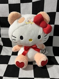 New! Sanrio Hello Kitty Pink Panda Bear Suit Costume W/ Hearts 12” Plush - Picture 1 of 2