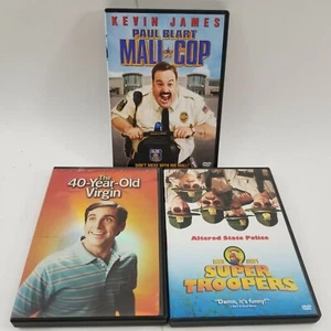 3 DVD COMEDY MOVIES LOT Paul Blart Mall Cop/ Super Troopers / 40 Year Old Virgin - Picture 1 of 4