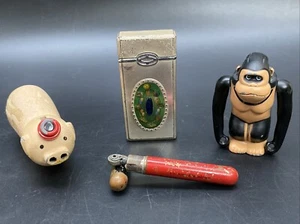 Vintage Lighter Lot of 4 - GORILLA - PIG - PAULS HEATING - GAMBLING - ALL WORK - Picture 1 of 21