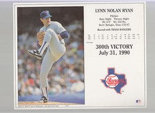Vintage Nolan Ryan 1990 TV Sports Mailbag 8x10 Stat Card #4 300th Victory