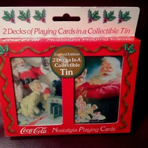 1996 Coca Cola Nostalgia Playing Cards in a collectible Tin - Christmas Santa - Picture 1 of 5