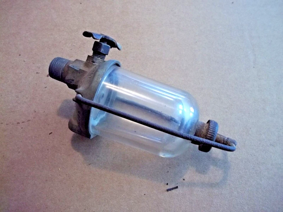 Vintage 2 1/2"x 2"TILLOTSON Glass Bowl Fuel Filter Inline-Carburetor-Tank 3/8" - Image 1 of 4