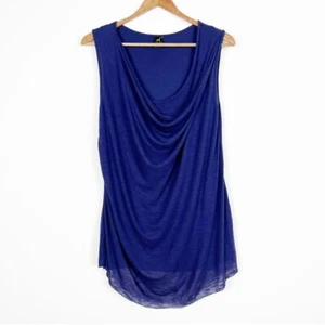 Peruvian Connection Top Womens Extra Small Blue Viscose Linen Cowl Sleeveless - Picture 1 of 11