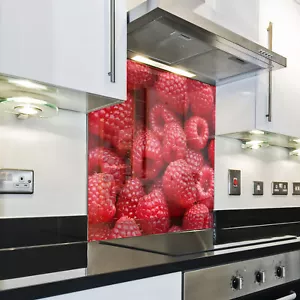 KÜCHENRÜCKWAND Spritzschutz Küche Gehärtetes Glas Himbeeren Frucht rot - Bild 1 von 3