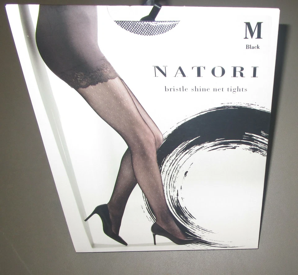 NATORI MEDIUM Black Bristles Shine Net Tights NAT-201