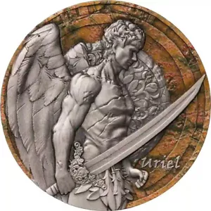 2025 Cameroon 2oz Archangel Uriel High Relief Antiqued Silver Coin MINT SEALED - Picture 1 of 5