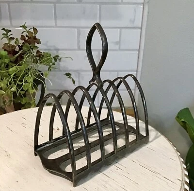 Walker & Hall Sheffield England 6 rebanadas estante para tostadas plato plateado soporte para letras Foto 1 de 4