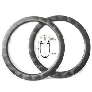 700C 26 28mm Wide Road Bike Carbon Rims Disc V Brake Tubular Tubeless Ring - Picture 1 of 20