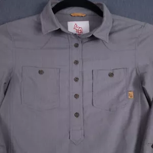Western Rise Shirt Womens Medium Smoke Gray Tomboy Popover Zip Pocket Quick Dry - Picture 1 of 12