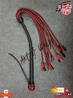 ART OF WHIPS Látigo azotador trenzado de cuero genuino premium Cat-O-Nine Tails 36" de largo
