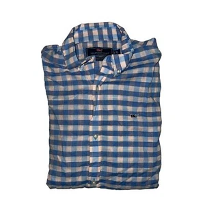 Boy's Vineyard Vines Blue Pink Plaid Lightweight Button Down Shirt Top LS XL 18 - Picture 1 of 4