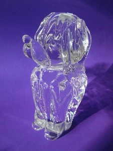 Long-Eared Sitting DOG FIGURINE 5.5" CLEAR ART GLASS Solid Heavy Paperweight - Picture 1 of 6