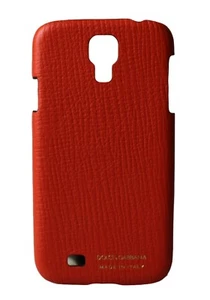 NEW $240 DOLCE & GABBANA Phone Fitted Case Cover Orange Leather Gold Logo S4 - Photo 1 sur 4