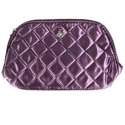 Bolsa de Maquillaje Lancome Púrpura Acolchada Satén con Cremallera y Dije 8"x5" Foto 1 de 4