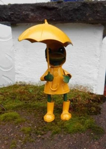 Frosch im Regendress mit Schirm Gartendekoration Eisen gelb 18,5 cm - Bild 1 von 1
