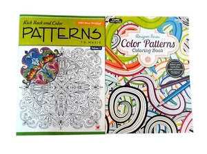 Blumenmuster & geometrische Designs Erwachsene Kinder Malbuch Serie Bücher 2er Pack - Bild 1 von 1