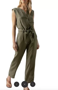 NWT Sanctuary Olive Sleeveless Button Up Jumpsuit Sz Large $139 - Picture 1 of 10