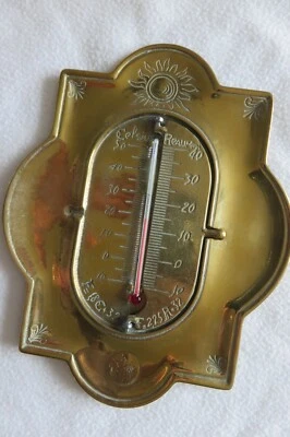 Ancien  Thermomètre Mural en Laiton - Photo 1/4