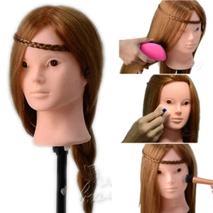 55cm 70% Echthaar Übungskopf Trainingskopf Styling Friseurkopf Ausbildung Kopf - Bild 1 von 11