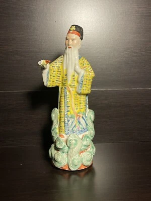 Antigua estatuilla china pintada a mano de porcelana rosa familiar marcada China Foto 1 de 4