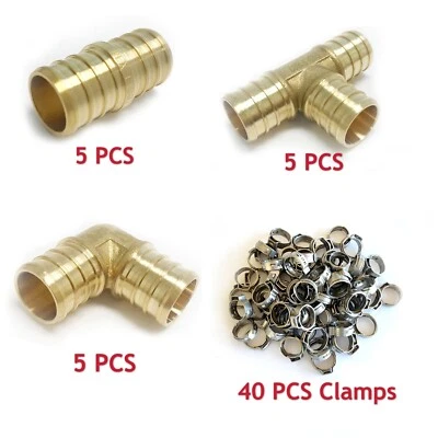 EFIELD 55PCS 1/2" PEX CRIMP FITTINGS 15 PCS (TEE, COUPLING ELBOW/5 ea)+40 Rings - Image 1 of 4
