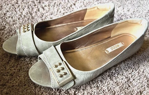 Ecco Leather Ballet Shoes Wedge Open Toe Slip On Size EUR 38 US 7.5 - Picture 1 of 5