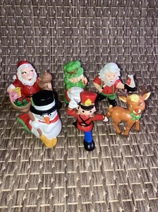 Lot 6 Vintage 1981 Wallace Berrie Rubber PVC Figures Santa, Mrs. Clause, Snowman - Picture 1 of 15