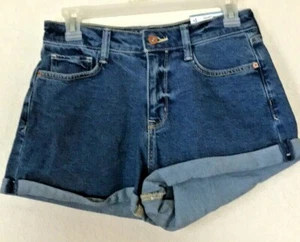 Pantalones cortos de jean para mujer Arizona Jeans talla 7 tiro alto mamá puños lavado oscuro - Imagen 1 de 6
