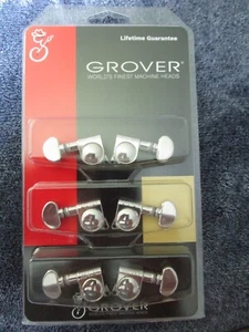GROVER 305N 3L+3R NICKEL ROTOMATIC TUNERS MIDSIZE KIDNEY BUTTONS 18:1 GEAR RATIO - Picture 1 of 8