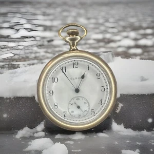 1917 Elgin 12s 7 Jewel Pocket Watch - Picture 1 of 7