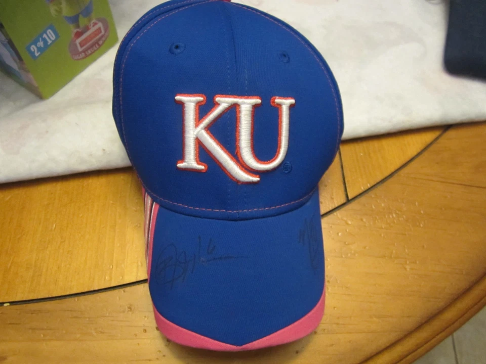 Kansas Jayhawks Signed Cap - Blue/Pink - Adidas Brand - OSFA - Breast Cancer - Image 1 of 4